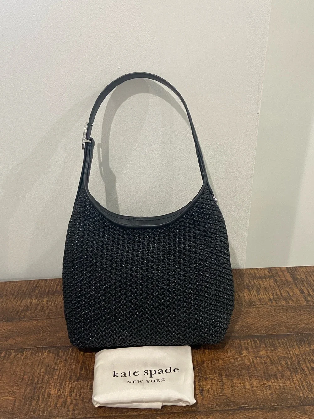 Kate Spade Black 454 Straw Small Shoulder